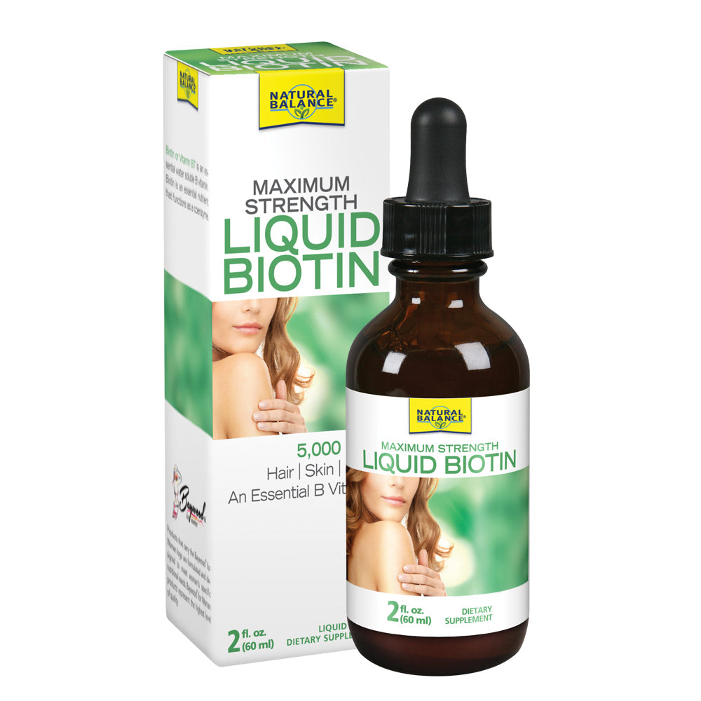 Natural Balance Biotin Liquid 5000mcg | Healthy Hair Supplement | Skin Health & Strong Nails Support | 2 oz, 60 Servings