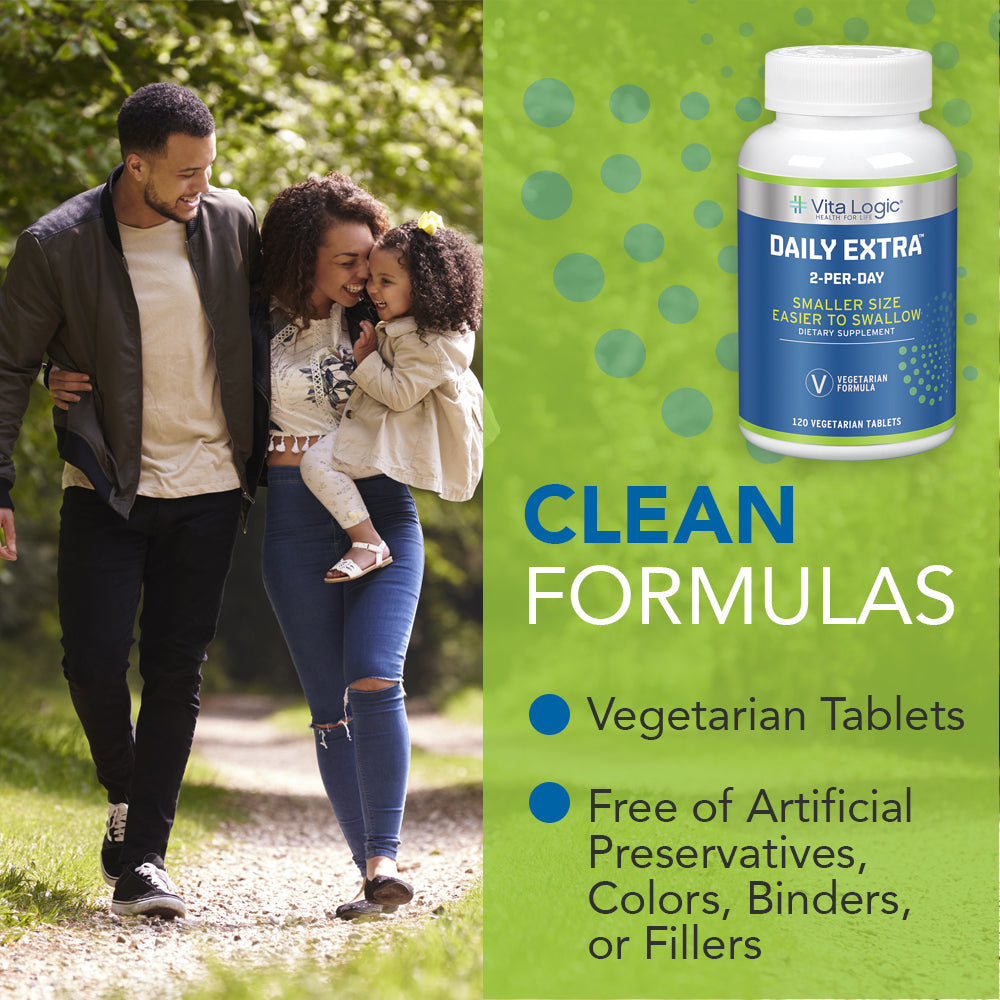 Vita Logic Daily Extra 2 Per Day | Multivitamins & Minerals For Energy, Immune Function & Overall Health Support | 120 Vegetarian Tablets, 60 Servings