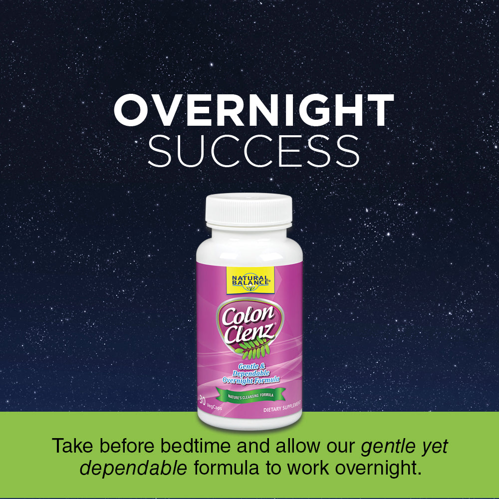 Natural Balance Colon Clenz, Herbal Colon Cleanse & Detox Supplement, Gentle & Dependable Overnight Formula 60ct (30 CT)