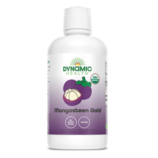 Dynamic Health Mangosteen Gold, Organic Mangosteen 100% Juice, No Additives, Antioxidant, Immune Support, Vegan, Gluten Free, Non-GMO, 32 Fl oz