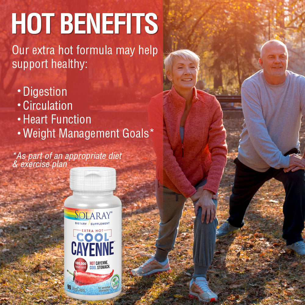 Solaray Extra Hot Cool Cayenne 100,000 HU | Healthy Digestion, Metabolism & Cardiovascular Support | 90 VegCaps