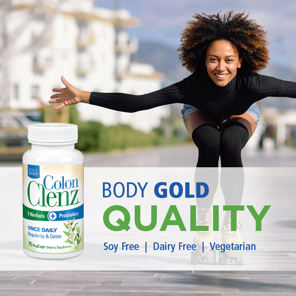 BodyGold Colon Clenz Regularity & Detox Formula Once Daily Support with 9 Herbs + Active Probiotics (047868425606)