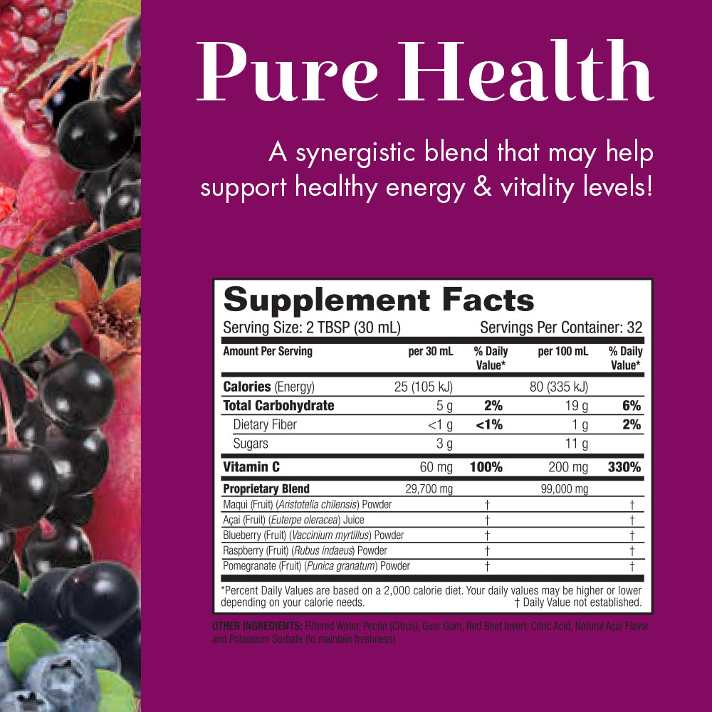 Dynamic Health Maqui Plus Blend | Energy, Vitality and General Health Support | Antioxidants, Omega Oils and More | 32oz, 32 Serv