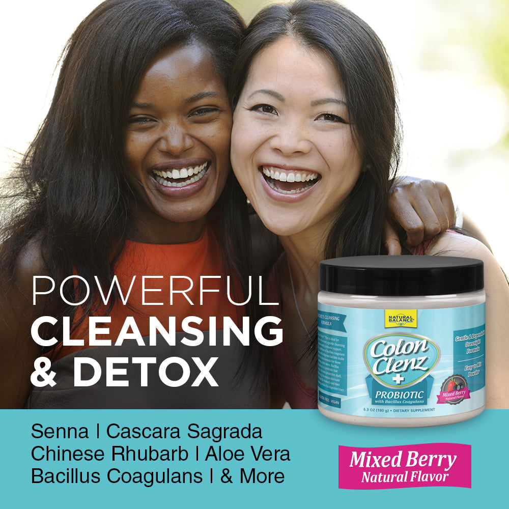 Natural Balance Colon Clenz Plus Probiotics Powder | Cleansing & Regularity Formula | Natural Berry | 6.3oz, 30 Serv