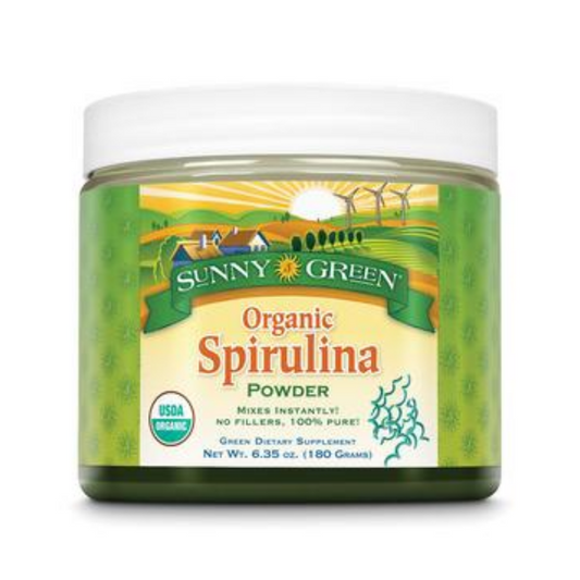 SUNNY GREEN Spirulina Organic, Powder, Unflavored (Btl-Plastic) | 6.35oz
