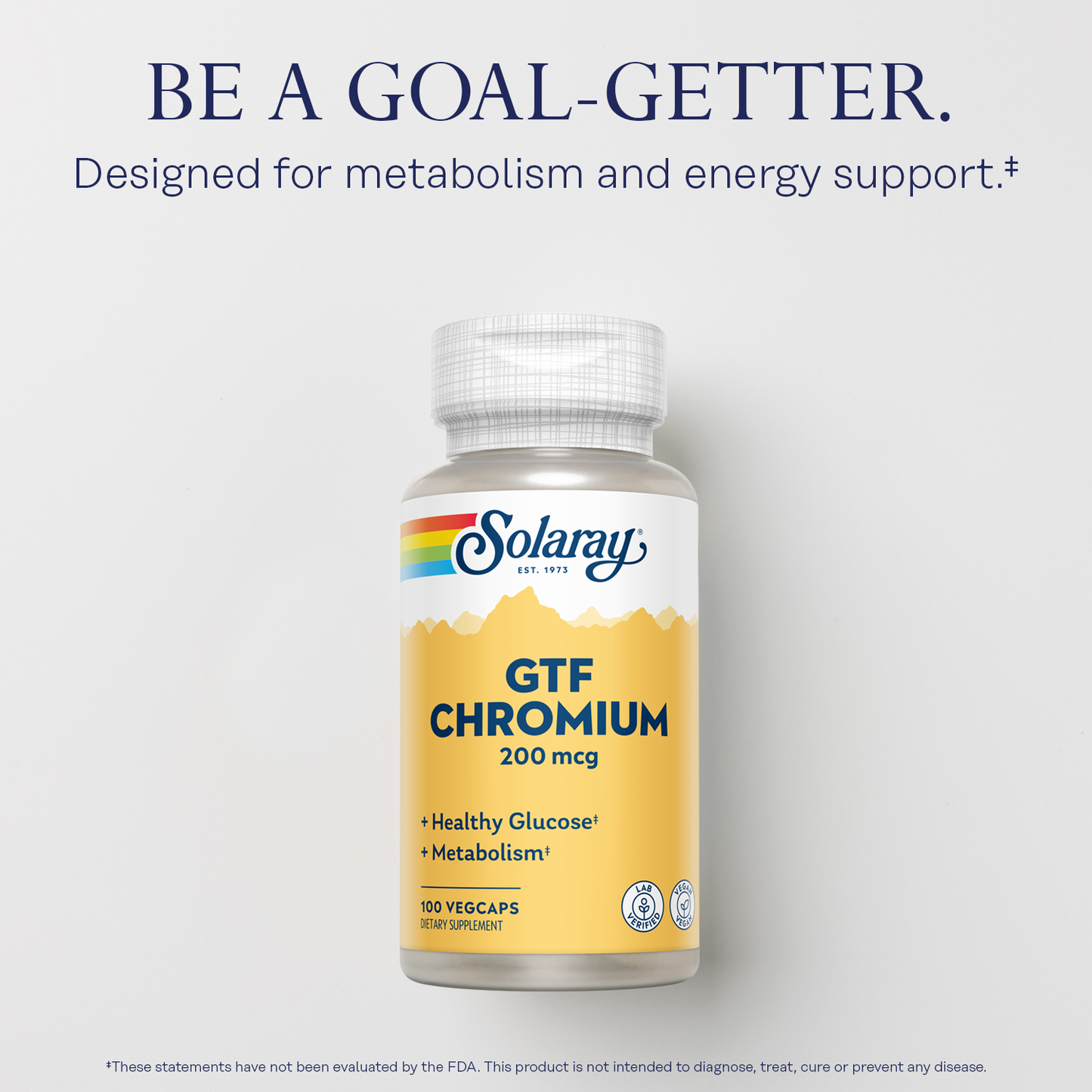 Solaray GTF Chromium 200mcg - Healthy Glucose Levels and Metabolism Support - Vegan Chromium Supplements - Lab Verified, 60-Day Guarantee - 100 Servings, 100 VegCaps