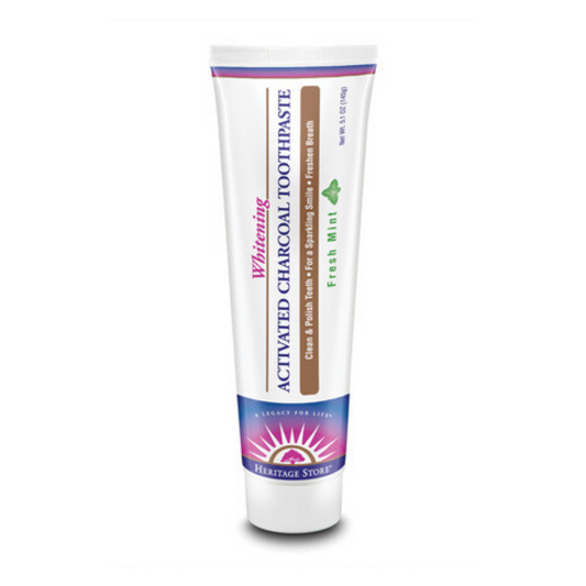 HERITAGE STORE Activated Charcoal Toothpaste Vegan, Gel, Mint (Tube) | 5.1oz