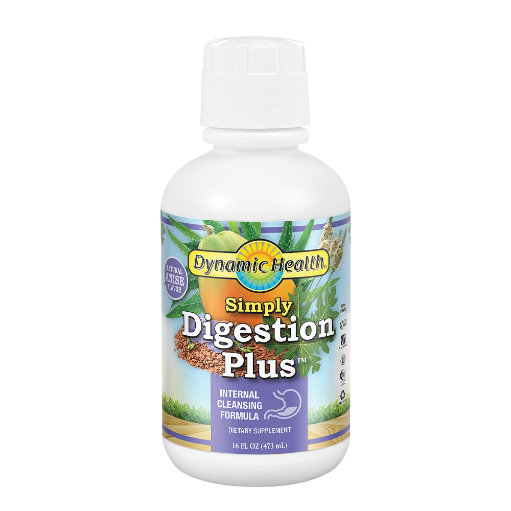 Dynamic Health Simply Digestion Plus | Cleansing Digestive Support Formula | Papain, Amylase & Lipase Enzymes | Vegetarian, No BPA | 16oz, 16 Serv