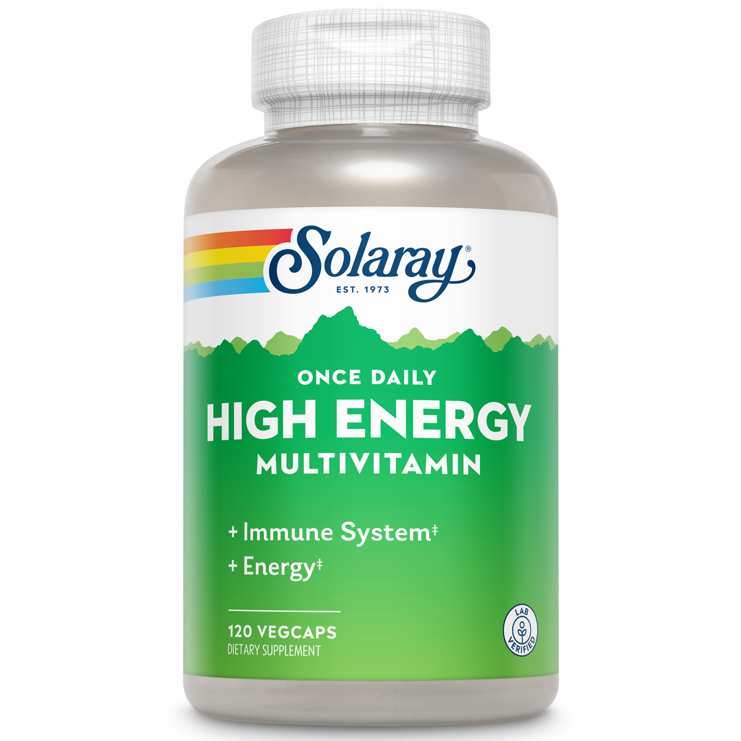 Solaray High Energy Multivitamin, No Iron, 1/Day, Timed-Release Formula, Whole Food & Herb Base 120 VegCaps