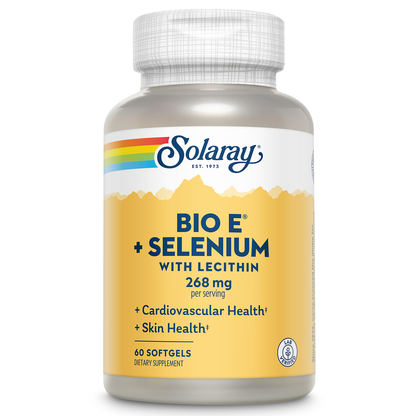 Solaray Bio Vitamin E with Selenium, Vitamin E 400 IU Softgels Plus Selenium 100 mcg, Healthy Skin and Heart Support, High Absorption, Lab Verified, 60-Day Guarantee, 30 Servings, 60 Softgels