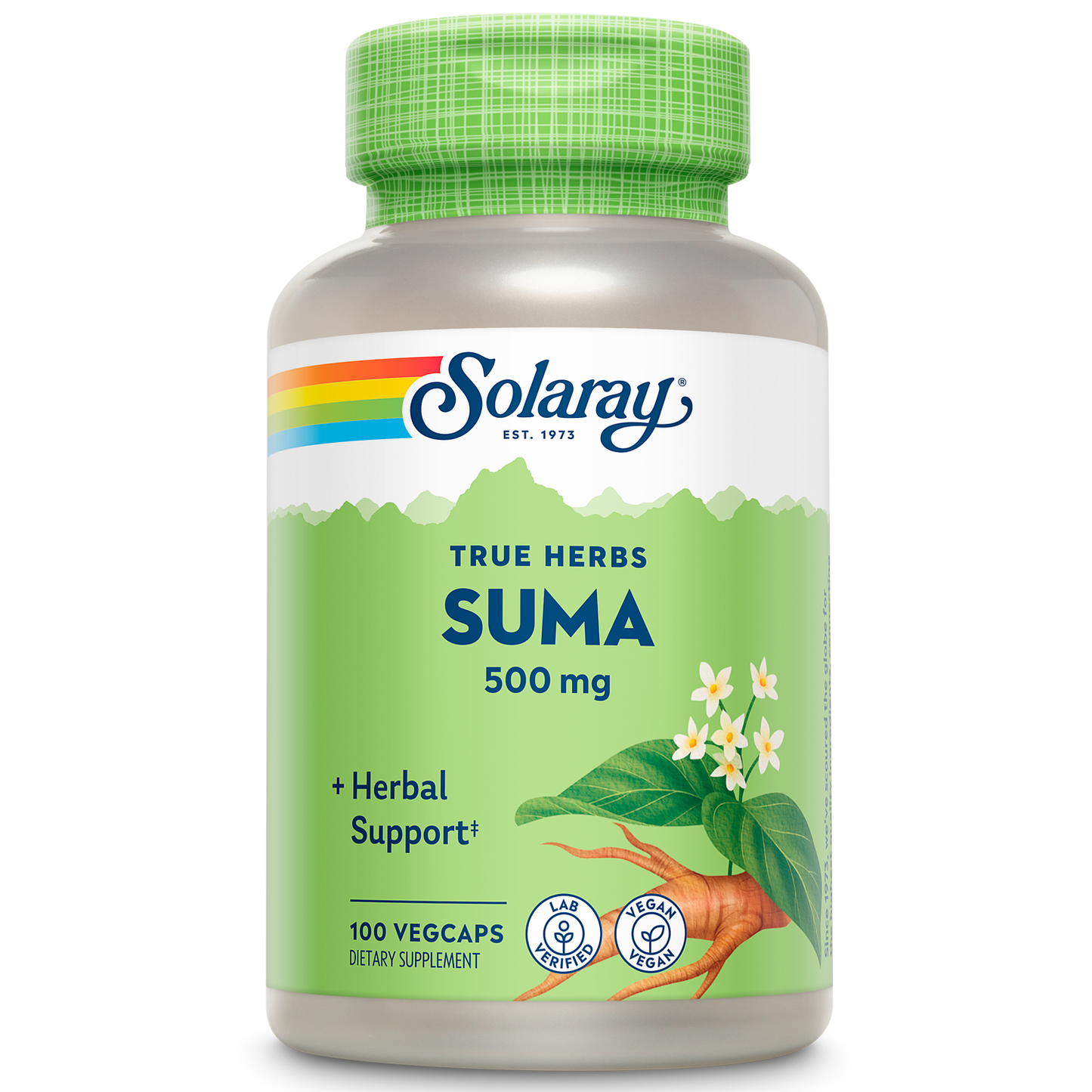 Solaray Suma Root 500mg | Adaptogenic Herb for Healthy Stress & Immune Function Support | Naturally Plant Sterols | Non-GMO & Vegan | 100 VegCaps