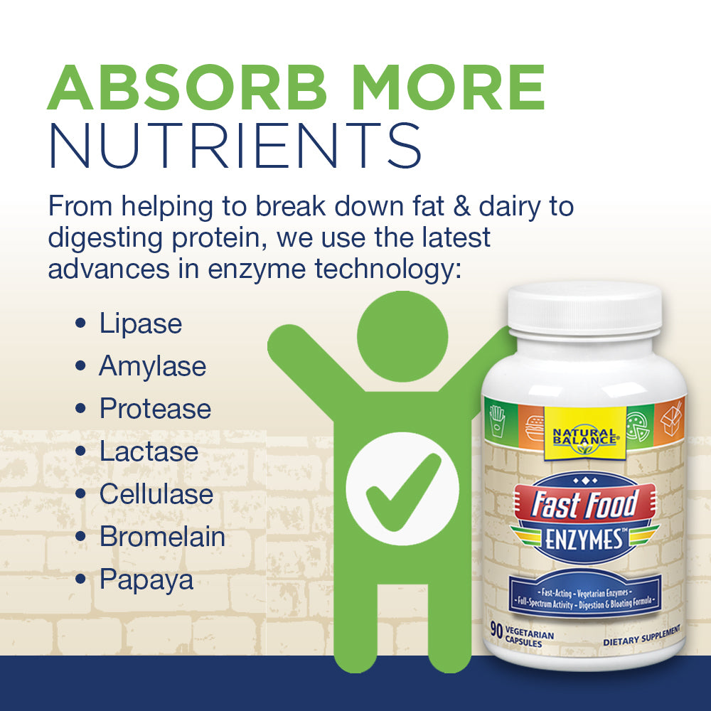 Natural Balance Fast Food Enzymes | Digestive Enzyme Supplement | Fast Acting Digestion & Bloating Formula