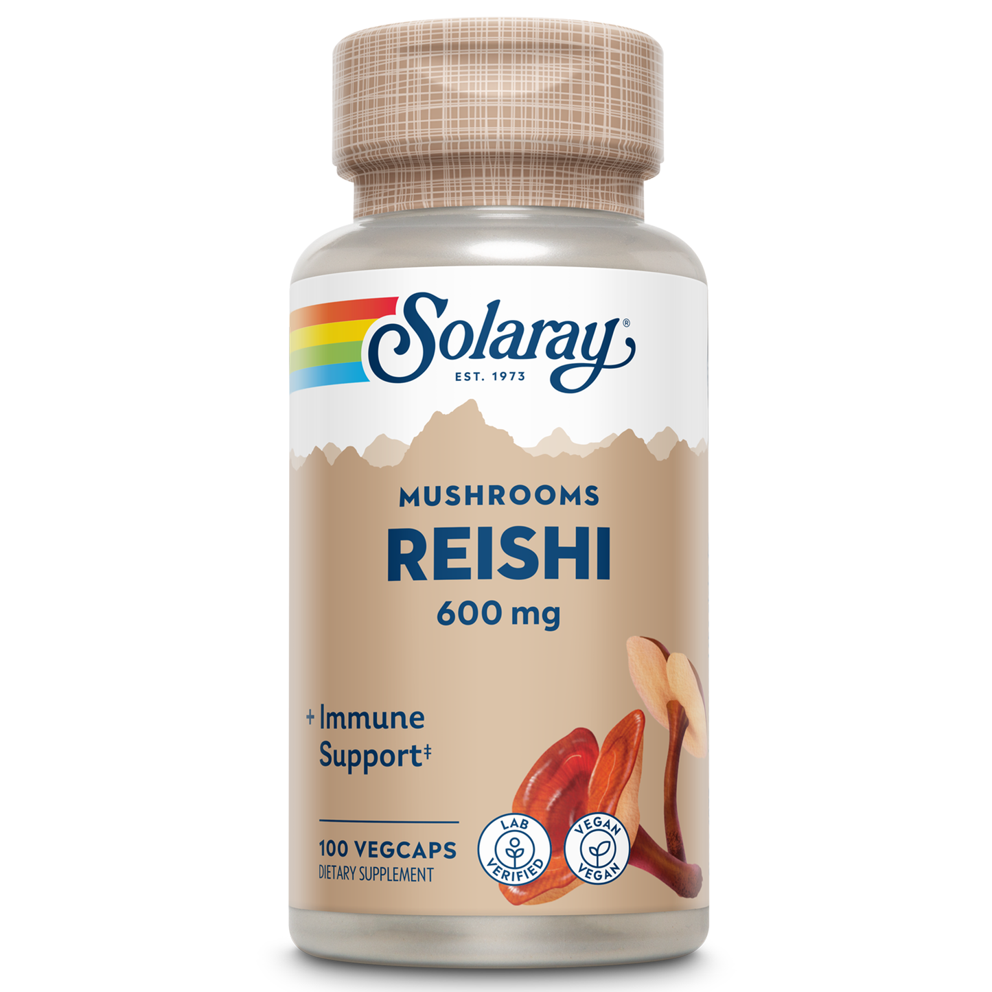 Solaray Reishi Mushroom 600mg - Reishi Mushroom Capsules for Immune Support - Vegan, Lab Verified - 60-Day Money-Back Guarantee - 100 Servings, 100 VegCaps