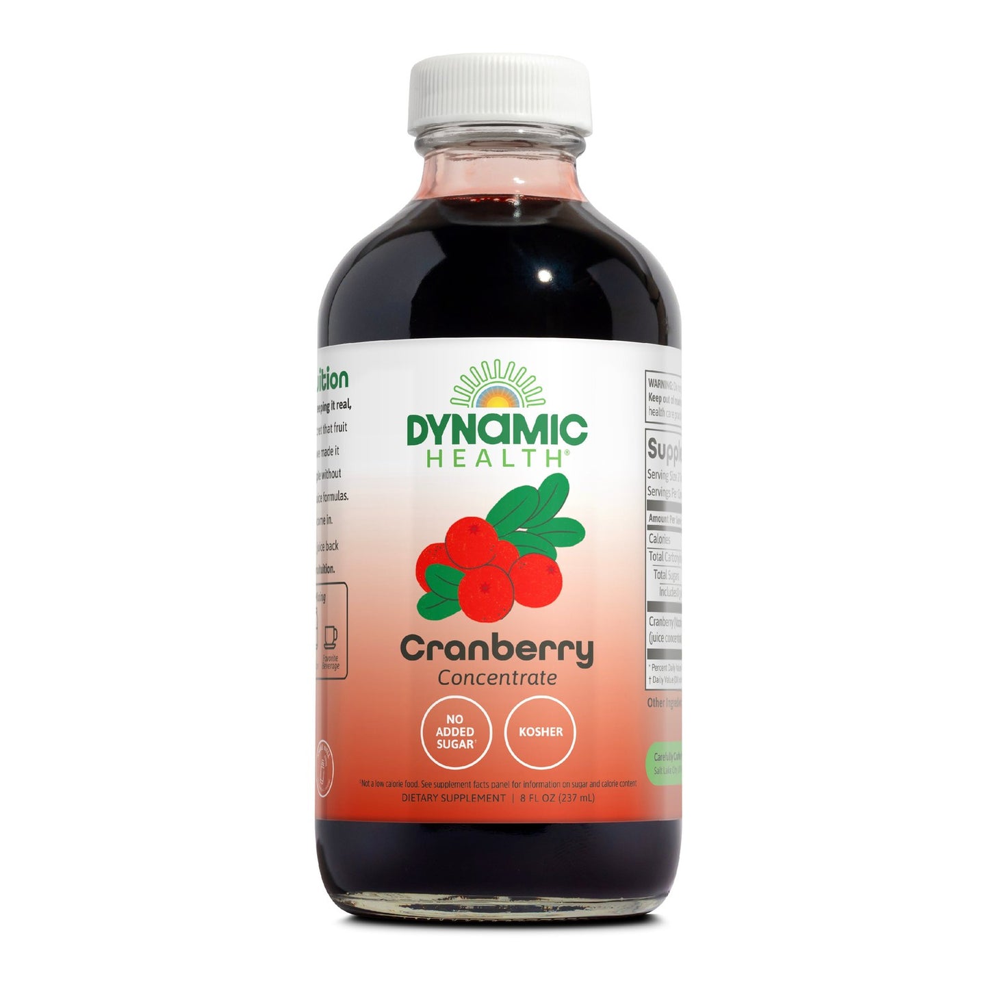 Dynamic Health Pure Cranberry Juice Concentrate, Unsweetened, Natural Antioxidant Support, No Added Sugar, 8 Fl oz