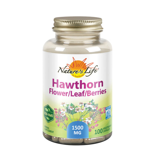 Natures Life Hawthorn Flower/Leaf/Berries 1500mg | Cardiovascular, Circulation & Blood Vessel Support | 100ct, 33 Serv.