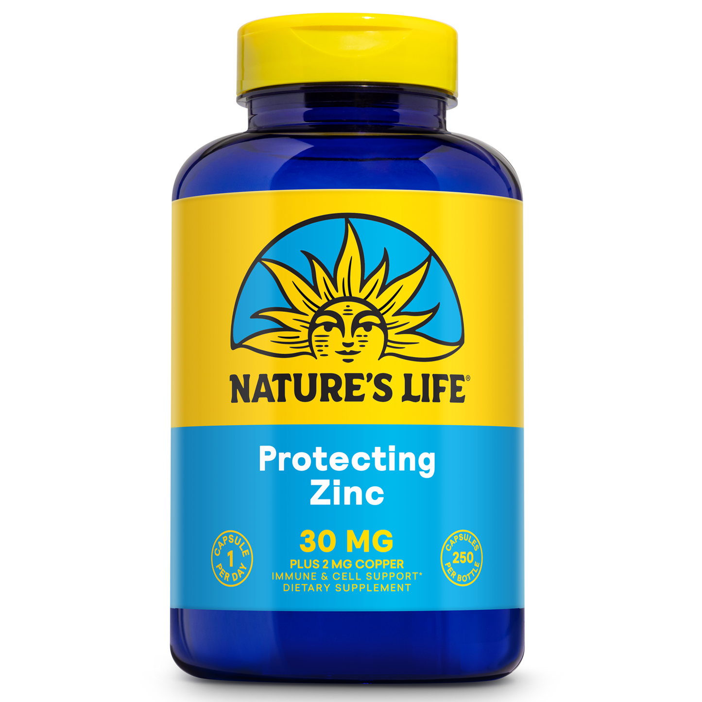 Nature's Life Zinc Picolinate 30mg Plus 2mg of Copper - Chelated Zinc Supplement for Immune, Cardiovascular, Skin, Cellular Function, and Muscle Support - 60-Day Guarantee - 250 Servings, 250 Capsules