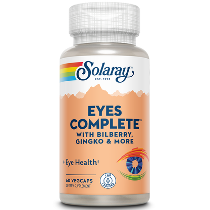 Solaray Eyes Complete, Vision and Eye Support Supplement with Bilberry Extract, Ginkgo, Lutein, Beta Carotene and More, Lab Verified, 60-Day Money Back Guarantee, 30 Servings, 60 VegCaps