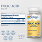 Solaray Folic Acid - Vitamin B9 Folic Acid Supplement, Prenatal Vitamin - Blood Cell Development Support - Vegan, Lab Verified, 60-Day Guarantee - 100 Servings, 100 VegCaps