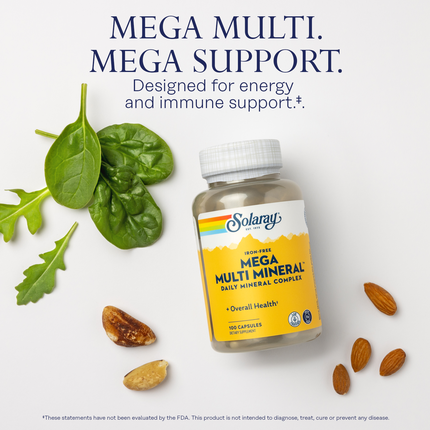 Solaray Mega Multi Mineral No Iron, Vitamin Capsules (076280045147) (100 Capsules, 25 Servings)