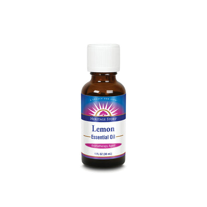 HERITAGE STORE Lemon Essential Oil, Lemon (Btl-Glass) 1oz