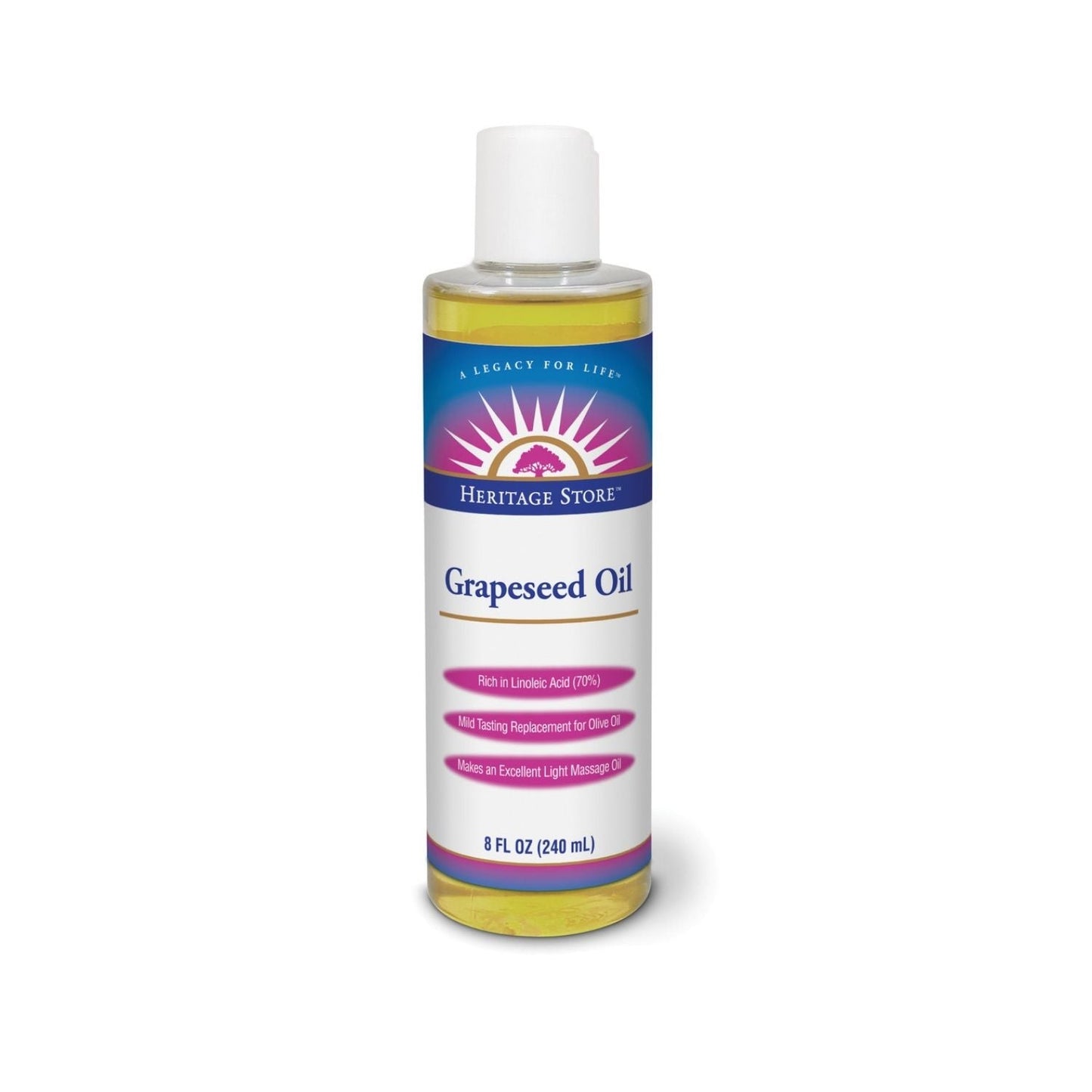 HERITAGE STORE Grapeseed Oil, Unscented (Btl-Plastic) | 8oz