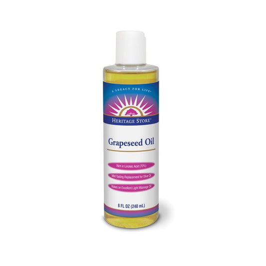 HERITAGE STORE Grapeseed Oil, Unscented (Btl-Plastic) | 8oz