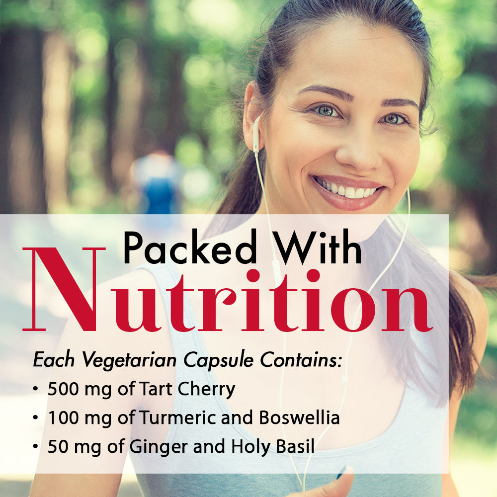 Dynamic Health Tart Cherry Complete | 500mg Tart Cherry, 100mg Turmeric & Boswellia, 50mg Ginger & Holy Basil | Vegetarian, No Gluten | 60 Capsules