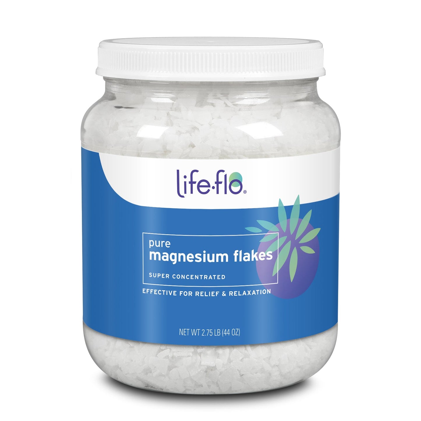 Life-flo Pure Magnesium Flakes for Bath | Concentrated Magnesium Chloride Crystals, Relaxing & Rejuvenating Soak (44 oz)