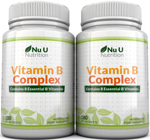 Vitamin B Complex 2 X Bottles 180 tablets - Contains all 8 B Vitamins in 1