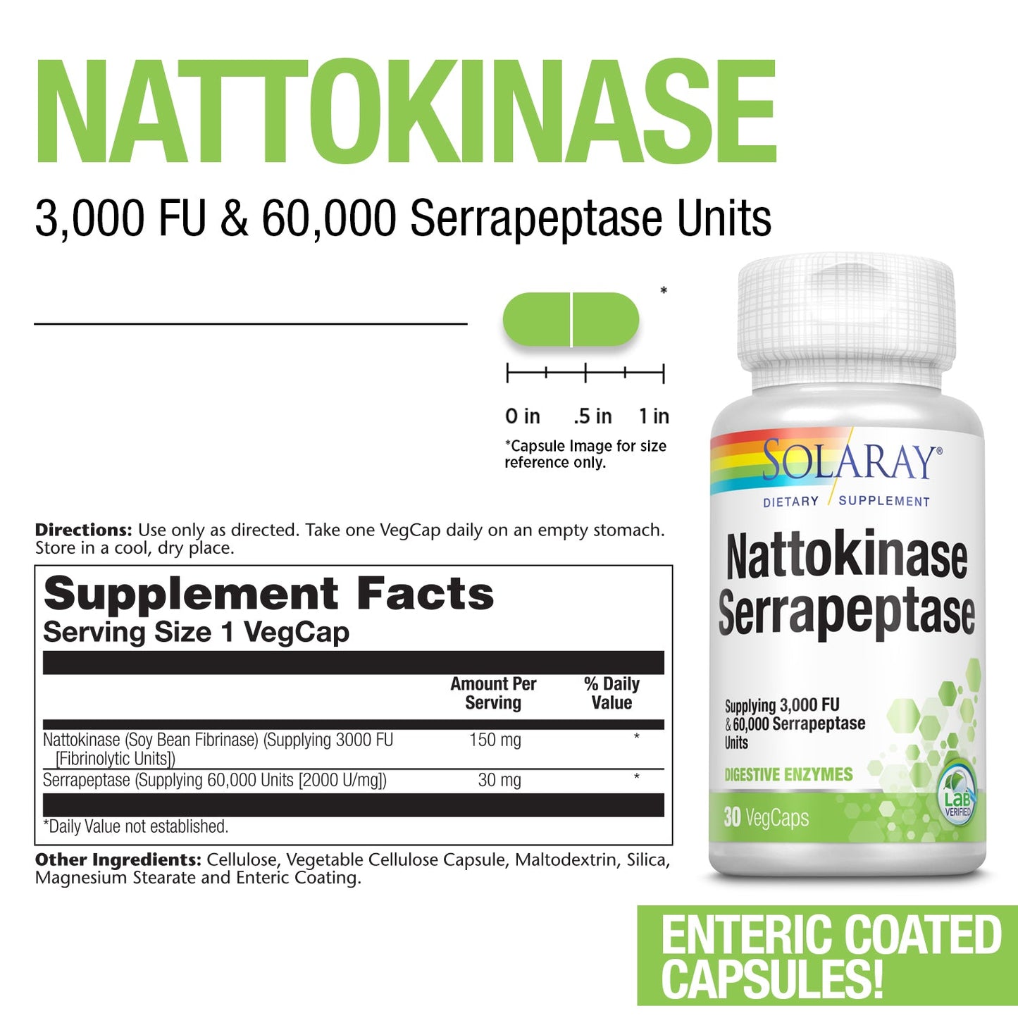 Solaray Nattokinase and Serrapeptase Supplement 30 Count