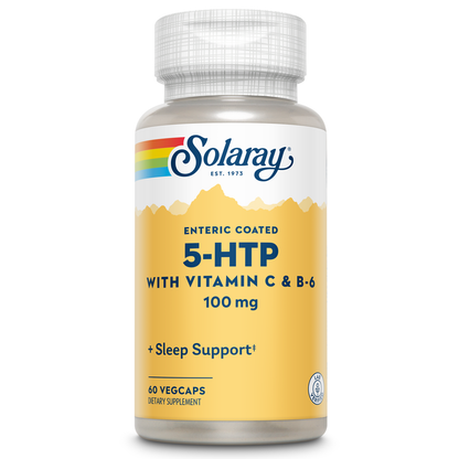 Solaray 5 HTP Supplement with Vitamin C & B-6 - Sleep Supplement and Serotonin Synthesis Support - Lab Verified, 60-Day Money-Back Guarantee - 60 Servings, 60 Enteric Coated VegCaps