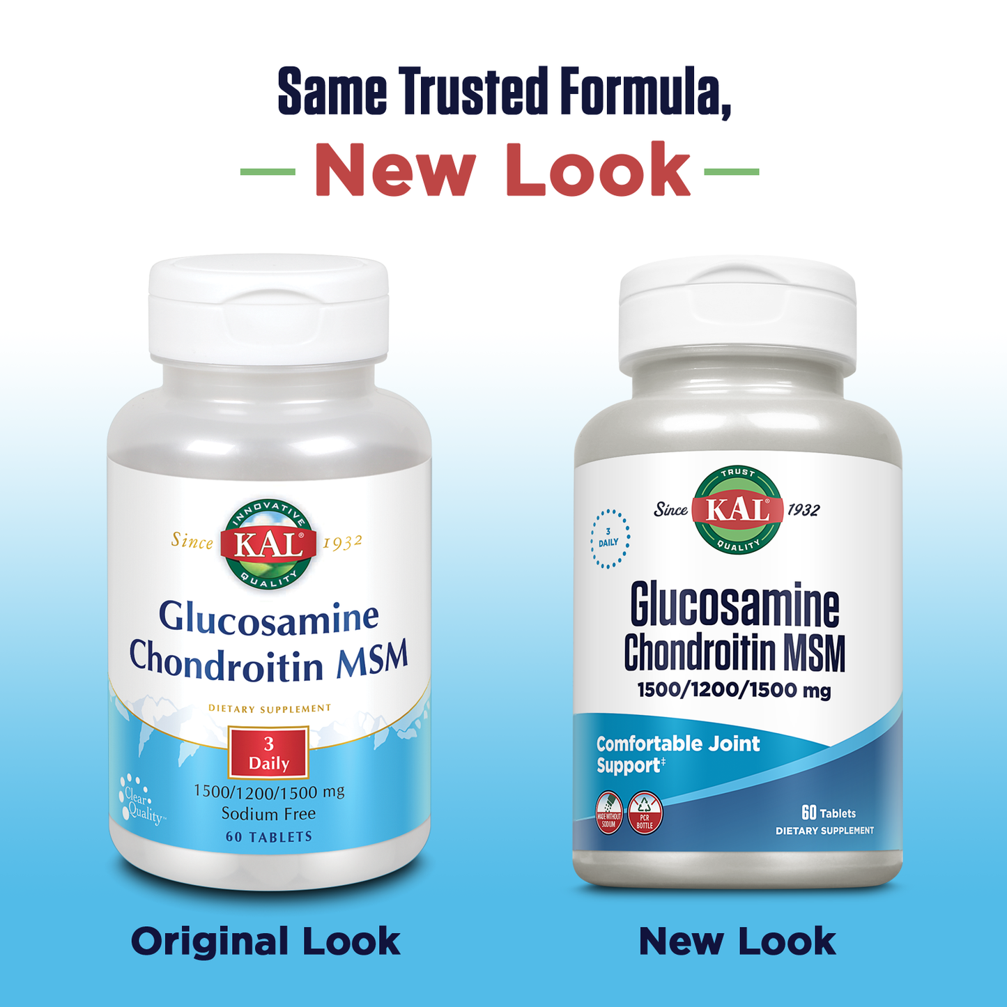 KAL Glucosamine Chondroitin MSM, Joint Support Supplement for Women and Men, 1500mg Glucosamine Sulfate, 1200mg Chondroitin, 1500mg MSM, Rapid Disintegration, 60-Day Guarantee, 20 Servings, 60 Tablets