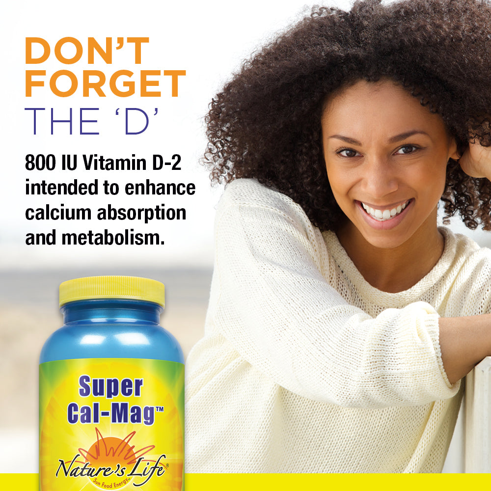 Nature's Life Super Cal Mag | 1000mg of Calcium & 500mg of Magnesium with Vitamin D-2 | Healthy Teeth & Bones Support (250 CT)
