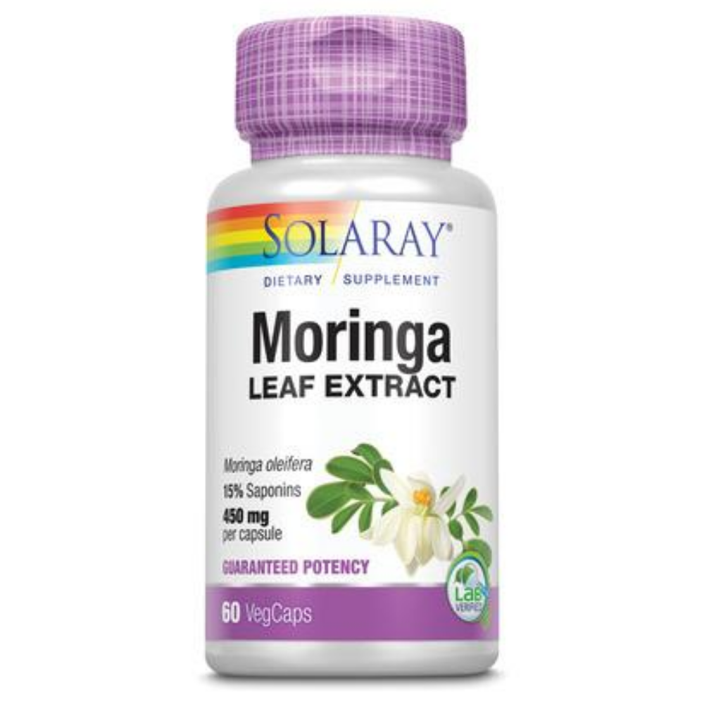 Solaray Guaranteed Potency Moringa Leaf Extract, Veg Cap (Btl-Plastic) 450mg | 60ct