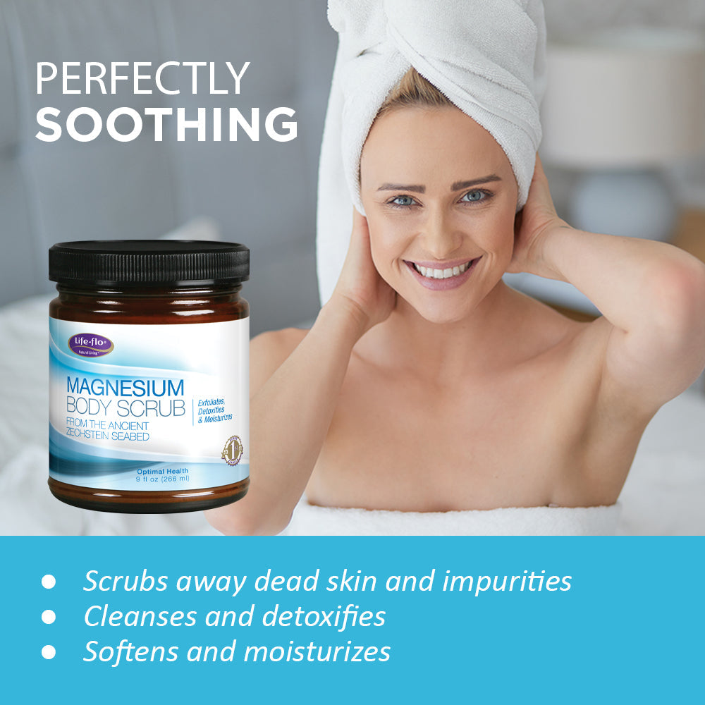 Life-Flo Magnesium Body Scrub | Exfoliates, Detoxifies & Moisturizes | Made w/ Pure Magnesium Chloride & Sea Salt | 9oz