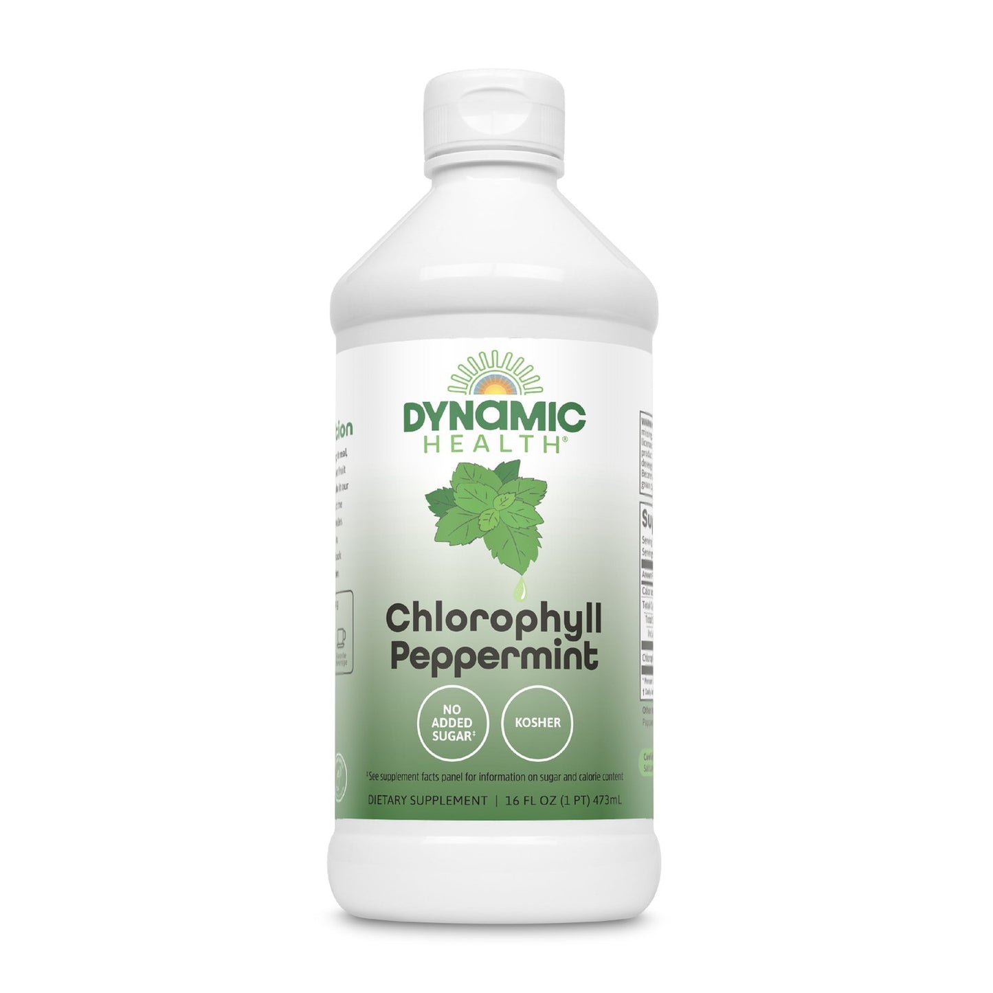 Dynamic Health Liquid Chlorophyll Peppermint 100 mg, Sodium Copper Chlorophyllins with Alfalfa and Mulberry Leaves, Plant Cleanse and Deodorizing, No Added Sugar, 16 Fl Oz