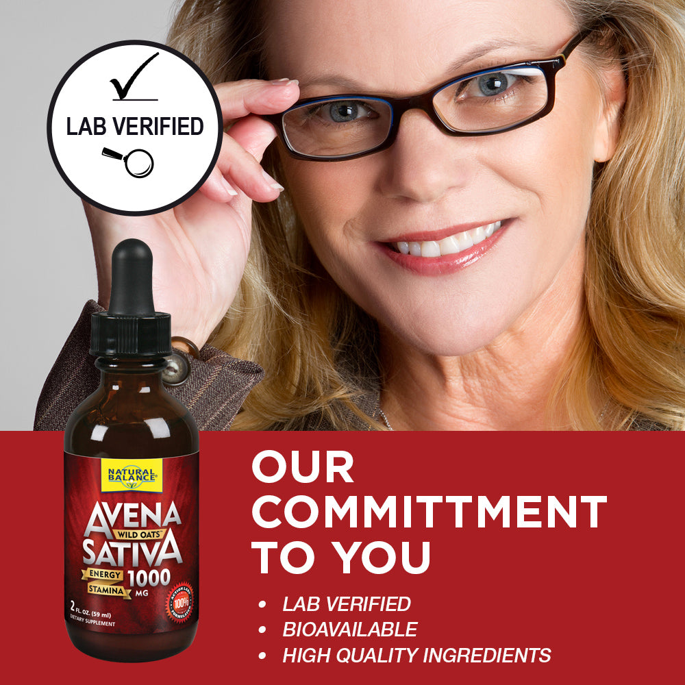 Natural Balance Avena Sativa Wild Oats Drops 1000mg | Herbal Supplement for Healthy Energy, Stamina & Focus | Brain & Mood Support | Lab Verified, 2oz