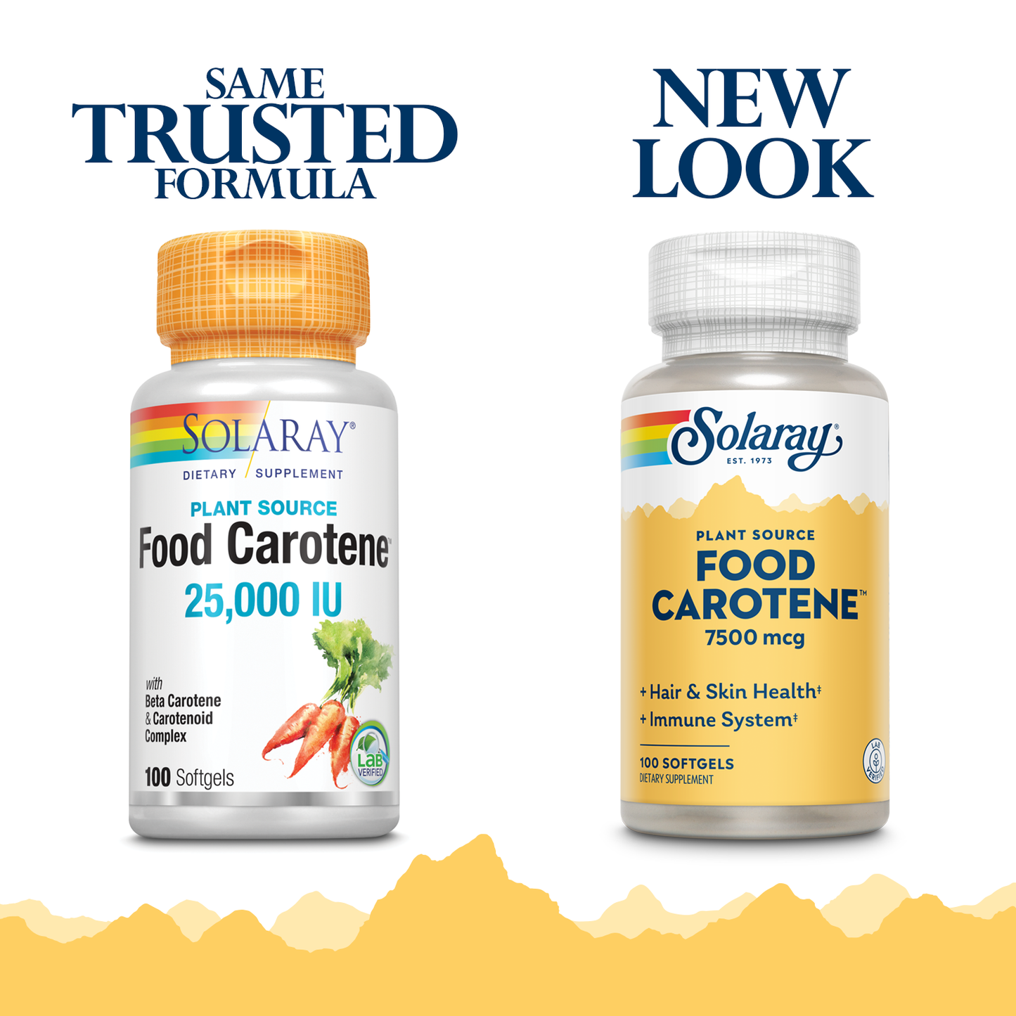 Solaray Food Carotene, Vitamin A as Beta Carotene 25000IU Carotenoids for Healthy Skin & Eyes, Antioxidant Activity & Immune System Support (076280041217) (100 CT)