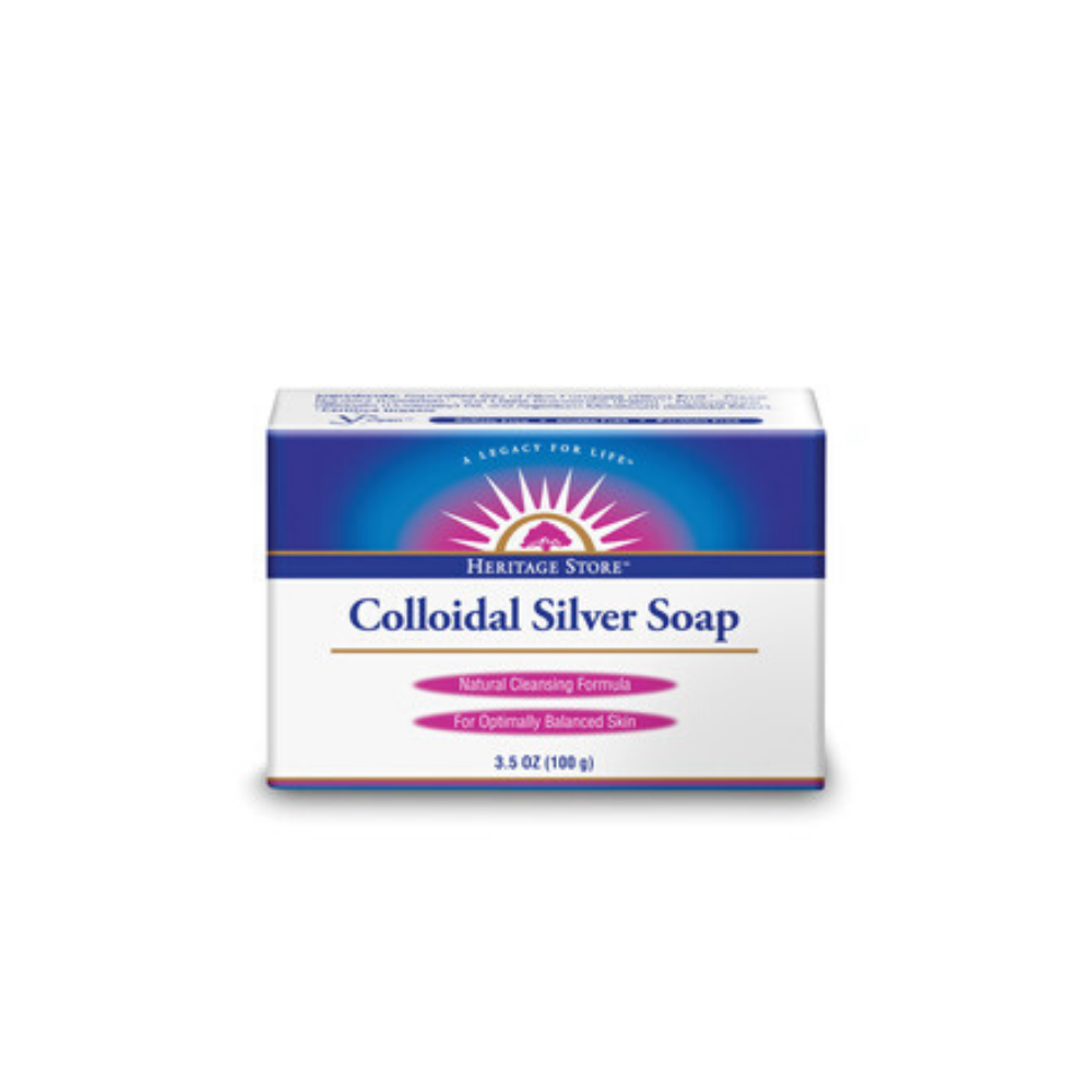 HERITAGE STORE Colloidal Silver Soap, Bar, Rosemary (Carton) | 3.5oz