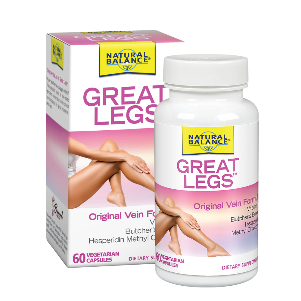 Natural Balance Great Legs Vein Formula | Healthy Vein & Circulation Support | W/ Vitamin C, Butchers Broom & Hesperidin | Lab Verified | 60 VegCaps