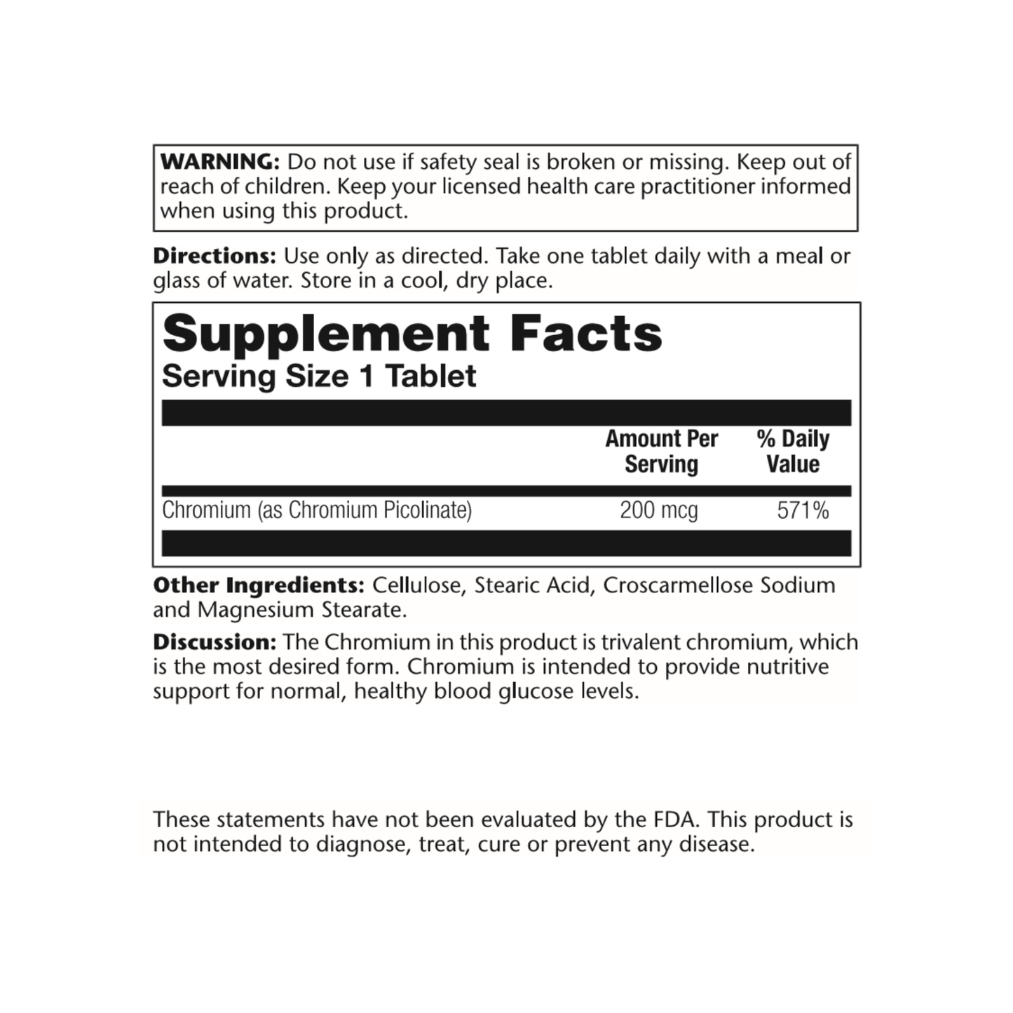 Solaray Chromium Picolinate 200mcg | 100ct