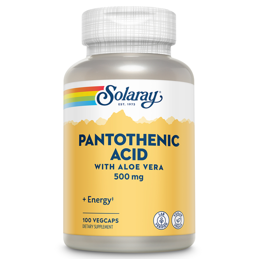 Solaray Pantothenic Acid 500mg | Vitamin B-5 for Coenzyme-A Production & Energy Metabolism | For Hair, Skin, Nails & Digestive Support | 100 VegCaps