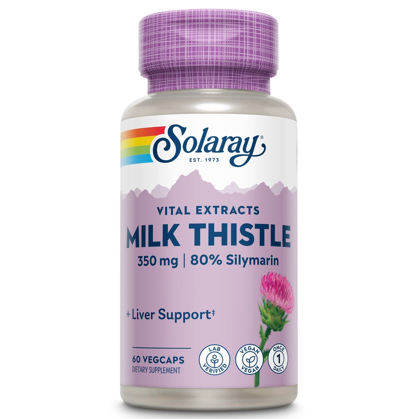 Solaray Milk Thistle Seed Extract One Daily 350mg , Antioxidant Intended to Help Support a Normal, Healthy Liver , Non-GMO & Vegan , 60 VegCaps