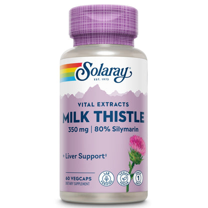 Solaray Milk Thistle Seed Extract One Daily 350mg , Antioxidant Intended to Help Support a Normal, Healthy Liver , Non-GMO & Vegan , 60 VegCaps